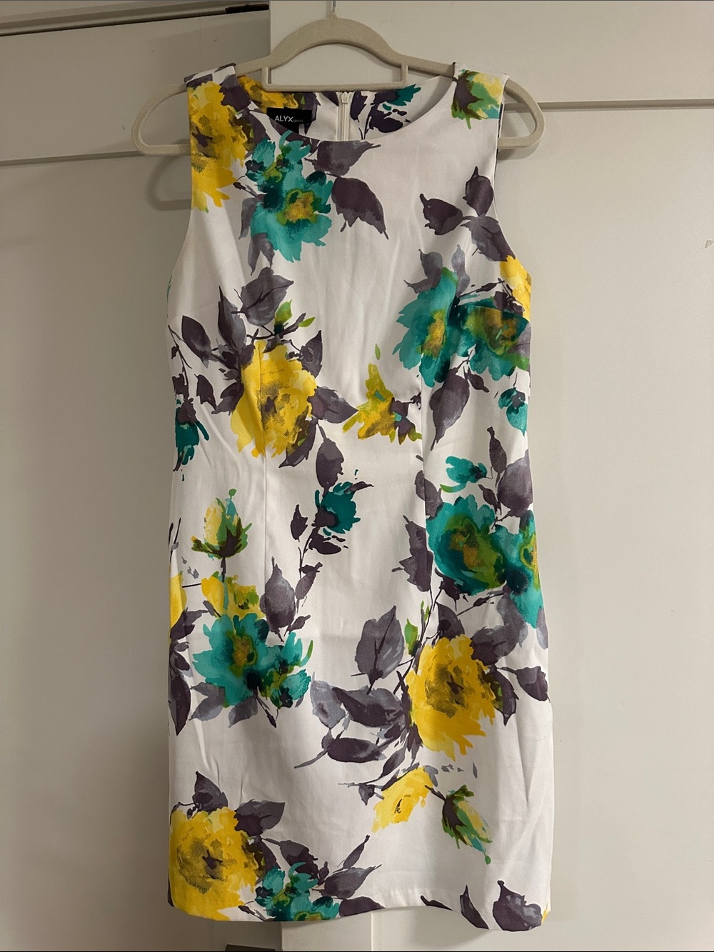 Alyx White Floral Shift Dress with Yellow & Teal Blooms